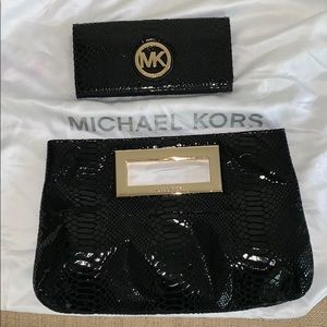 MK clutch w/ matching wallet